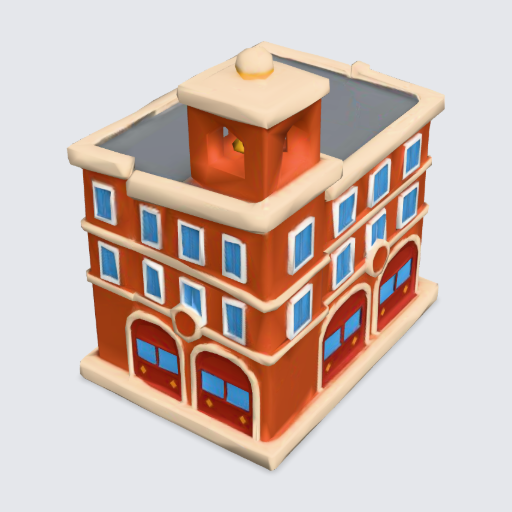 Fire station, four toy views, picture-to-3D