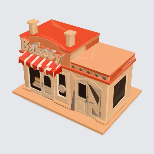 Bakery, words only, text-to-3D (Meshy)