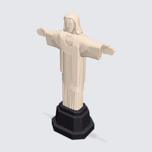 Christ the Redeemer, four toy views, picture-to-3D (Meshy)