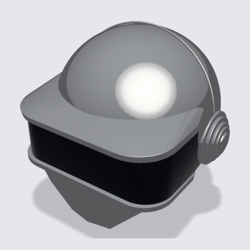 Silver robot helmet, asset studio Blender build